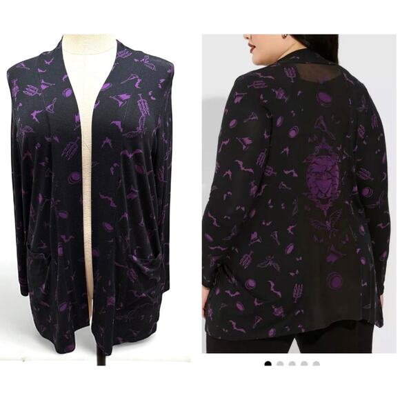 Torrid Plus Size 2 Disney Haunted Mansion Super Soft Open Cardigan Madame Leota - Picture 1 of 4